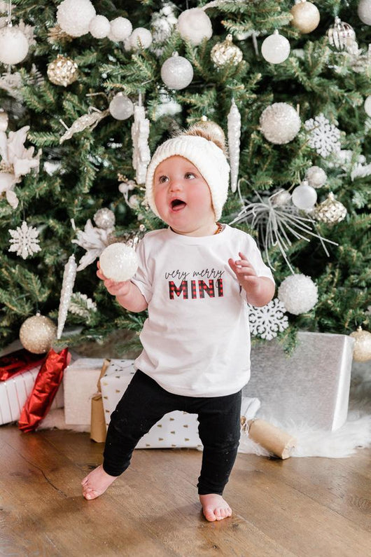 Very Merry Mini Graphic White Baby Tee