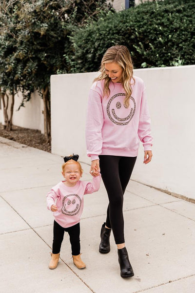 Animal Print Smiley Face Toddler Graphic Sweatshirt