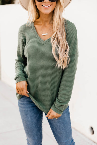 Living Lovely Olive Blouse