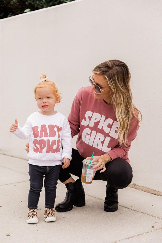 Baby Spice Mauve Toddler Graphic White Sweatshirt