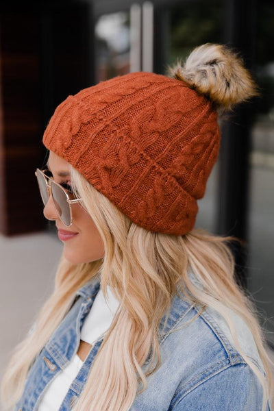 Off In The Distance Rust Pom Beanie FINAL SALE