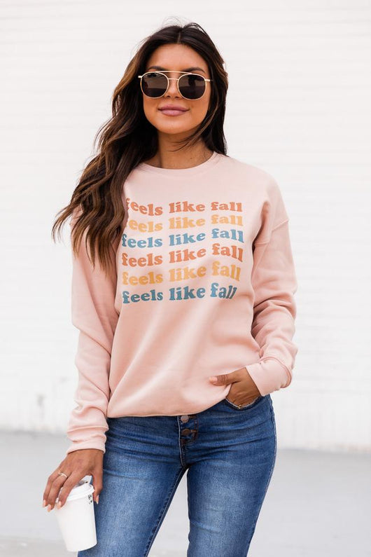 Feels Like Fall Peach Graphic Sweatshirt