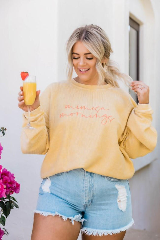 Mimosa Mornings Gold Corded Graphic Sweatshirt