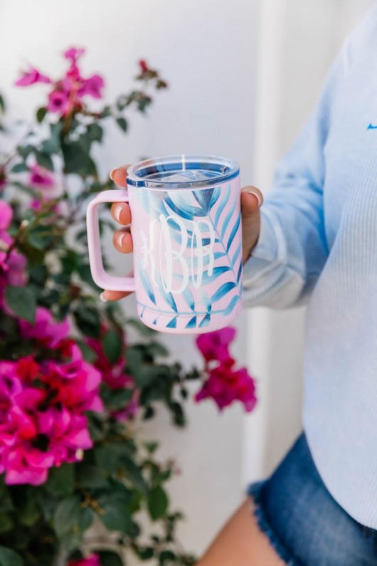 Lost In Devotion Monogram 14oz Pink Tropical Mug
