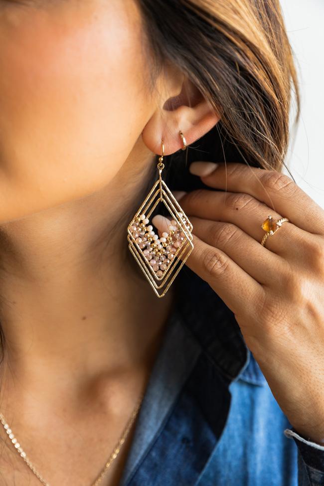 My Destiny Gold Beaded Diamond Earrings