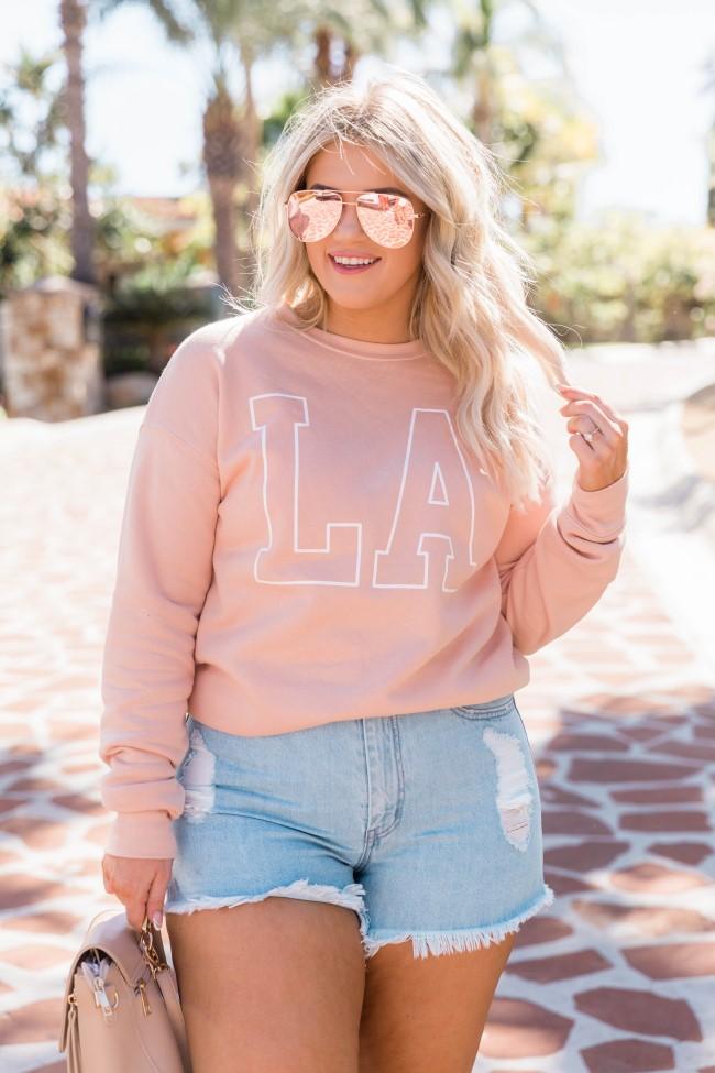 LA Block Peach Graphic Sweatshirt