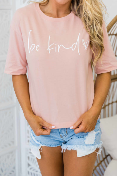 Be Kind Cropped Graphic Tee Dusty Peach