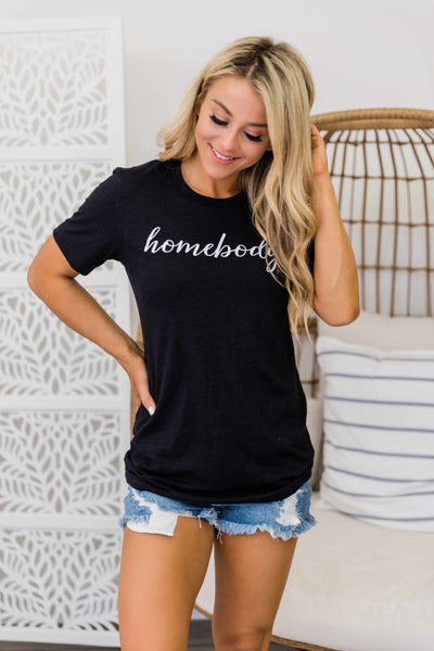 Homebody Script Black Graphic Tee