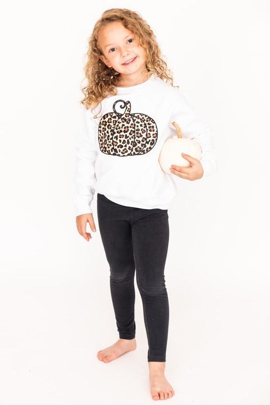 Animal Print Pumpkin White Toddler Graphic Sweatshirt