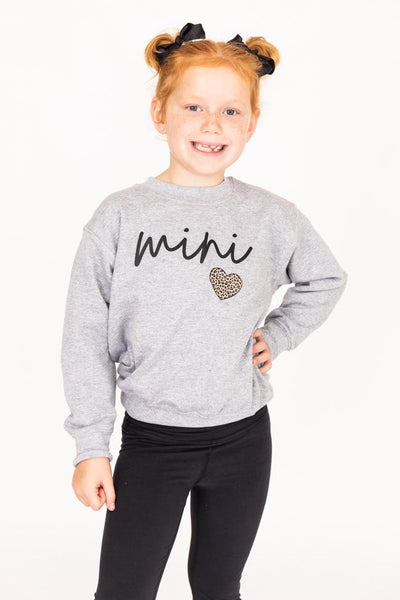 Mini Script Brown Animal Print Grey Graphic Kids Sweatshirt