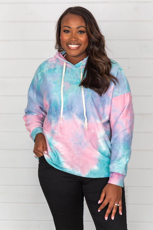 A Beautiful Mess Tie Dye Pink/Blue Hoodie FINAL SALE