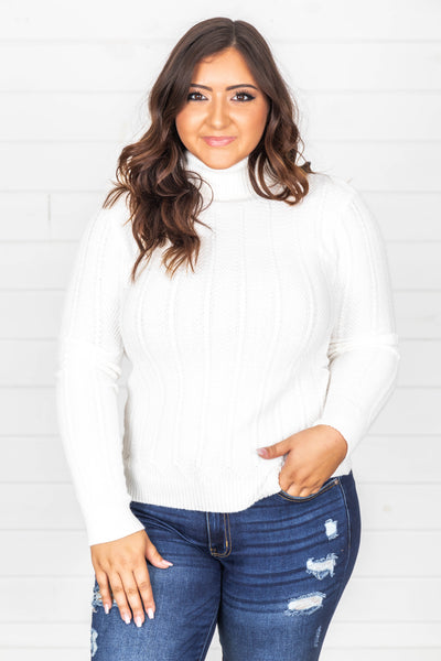 Pave Your Own Way Cream Turtleneck Sweater