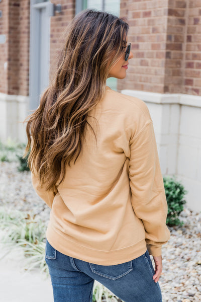 Leopard Print State Letter Applique Gold Sweatshirt