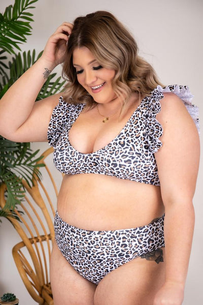 High Tide Leopard Print High Waisted Bikini Bottoms