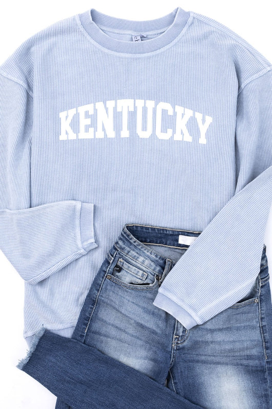 State Corded Graphic Sweatshirt Faded Denim
