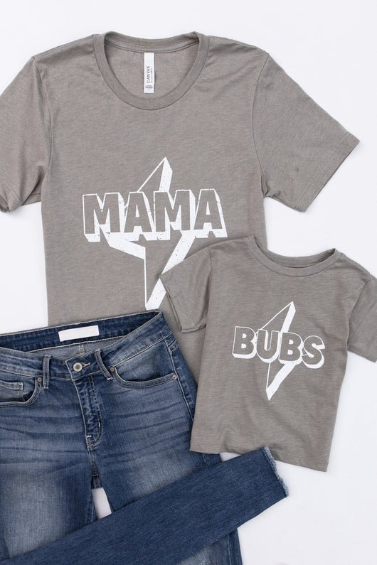 Mama Lightning Bolt Graphic Heather Stone Tee