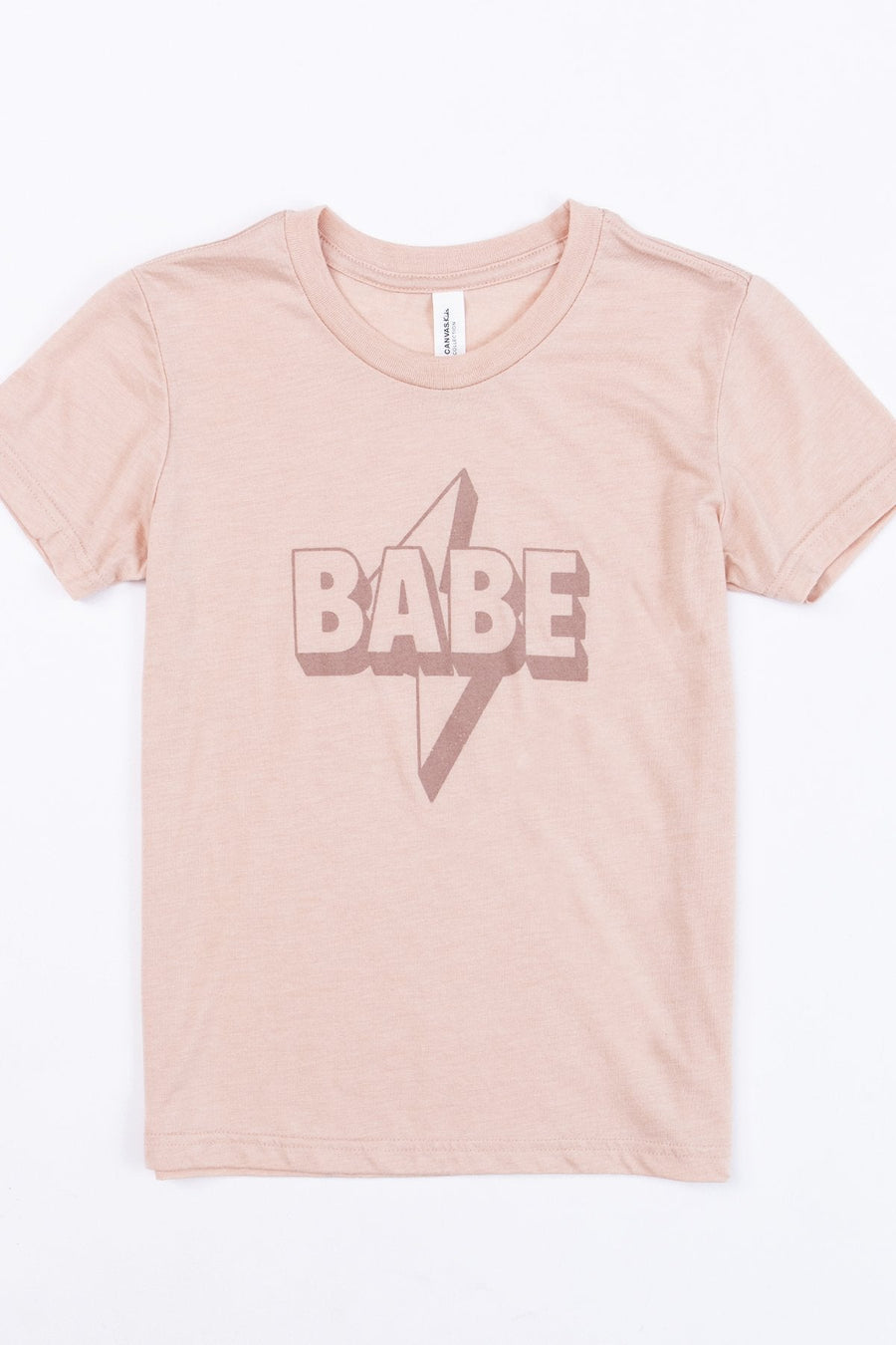 Babe Lightning Bolt Graphic Baby Tee Peach