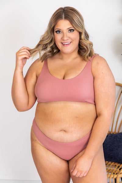 Adrift At Sea Mauve Ribbed Bikini Top
