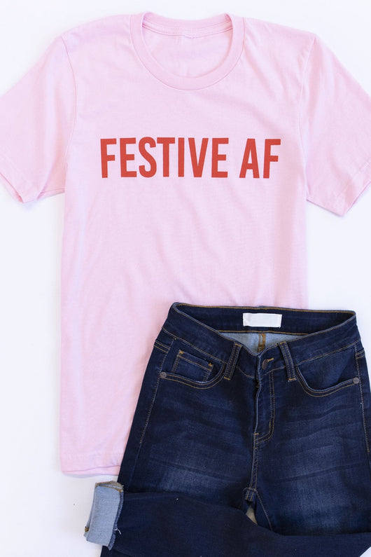 Festive AF Light Pink Graphic Tee
