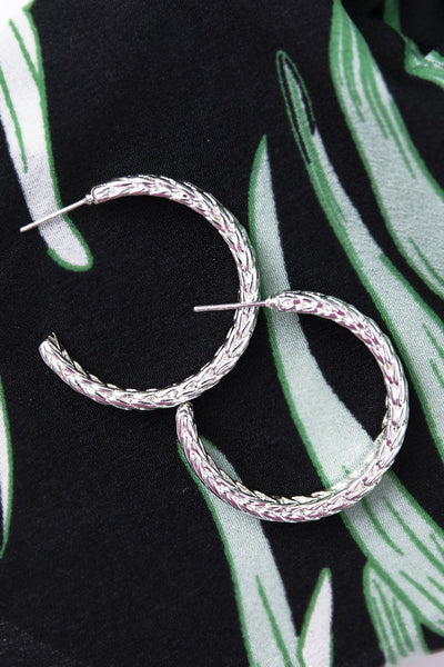Path To Love Silver Open Hoop Earrings