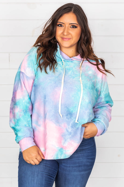 A Beautiful Mess Tie Dye Pink/Blue Hoodie FINAL SALE