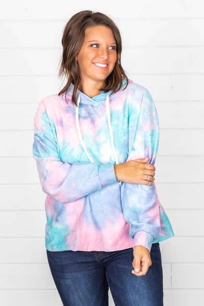 A Beautiful Mess Tie Dye Pink/Blue Hoodie FINAL SALE