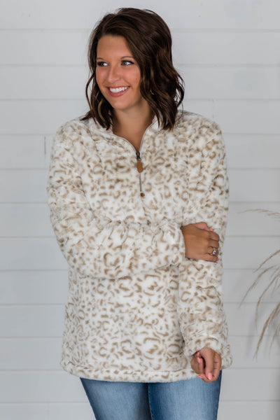 Delight My Heart Animal Print Taupe Pullover