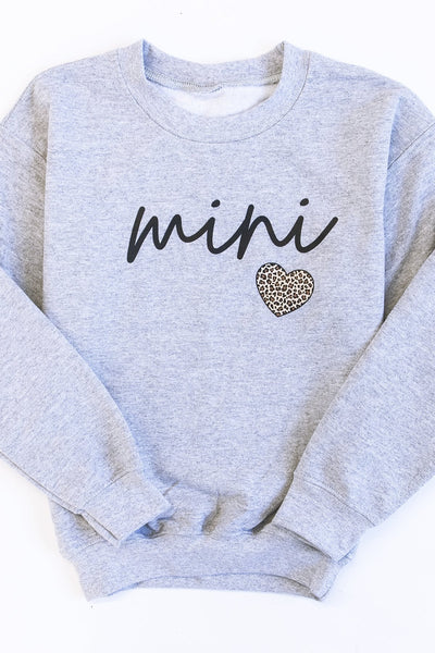 Mini Script Brown Animal Print Grey Graphic Kids Sweatshirt