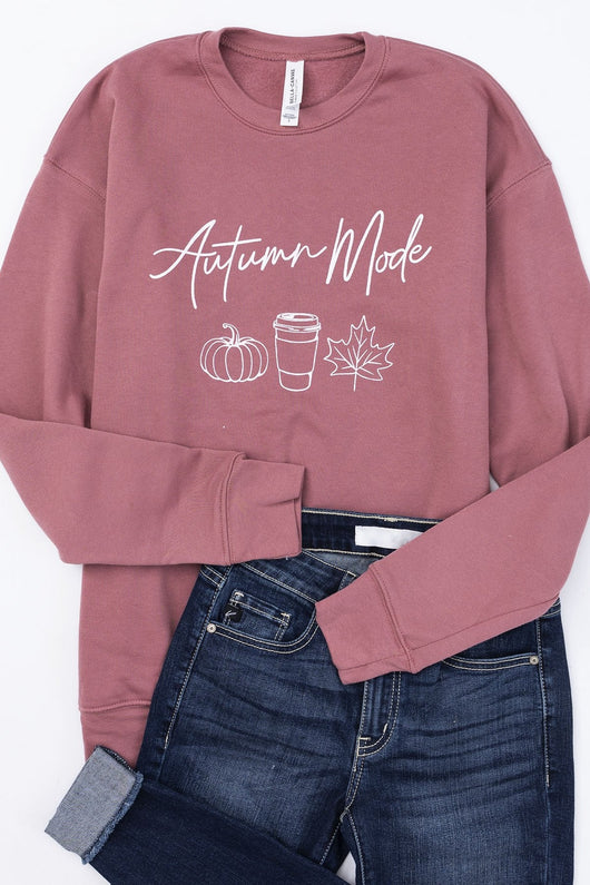 Autumn Mode Mauve Graphic Sweatshirt