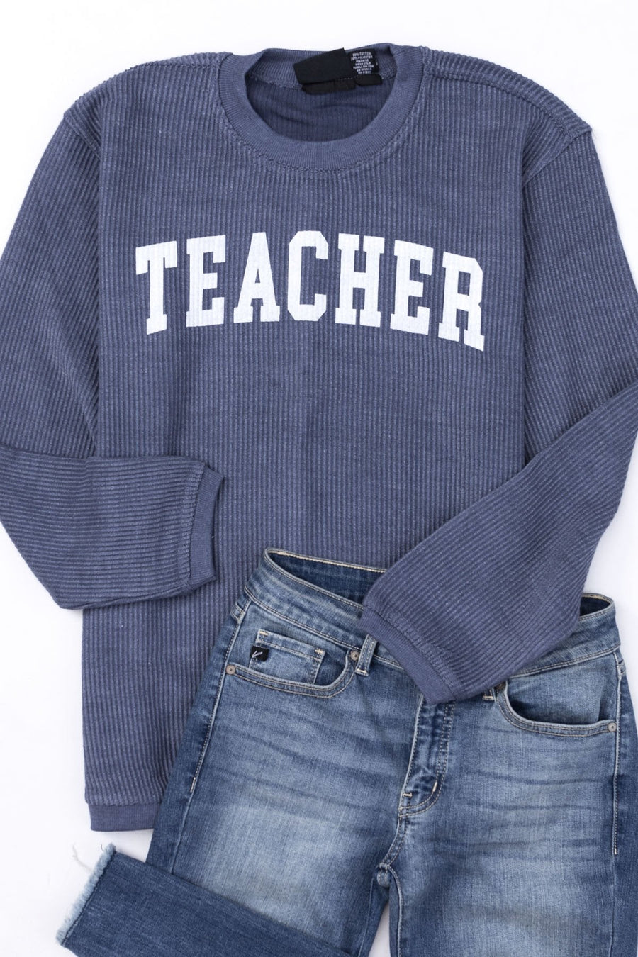 Teacher Block Navy Corded Graphic Sweatshirt