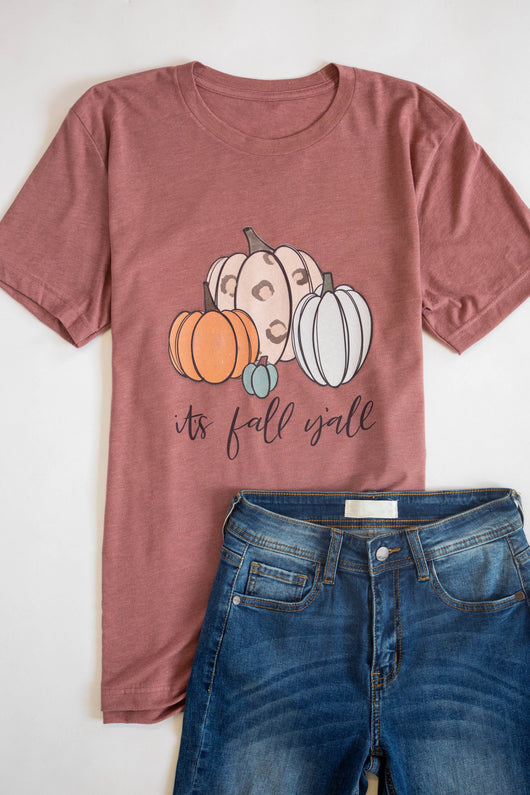 It's Fall Y'all Graphic Tee Mauve
