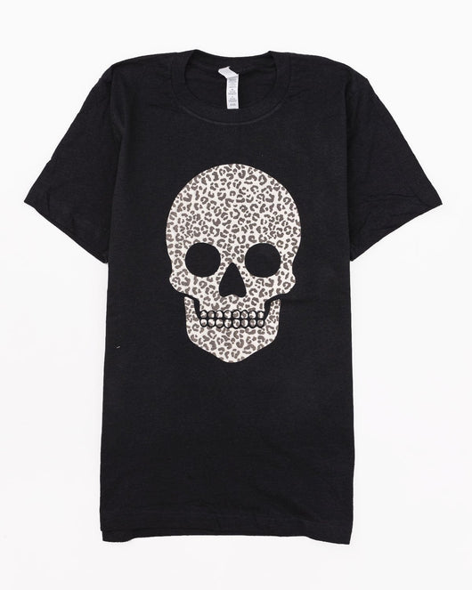 Animal Print Skull Black Graphic Tee