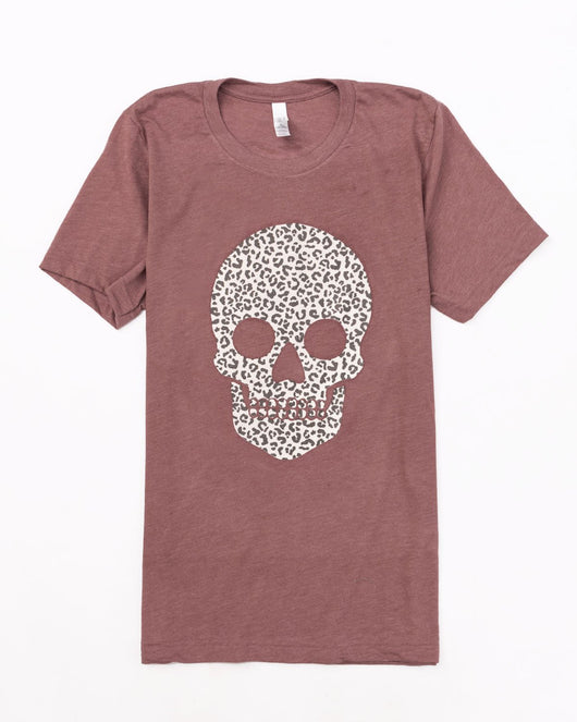 Animal Print Skull Mauve Graphic Tee