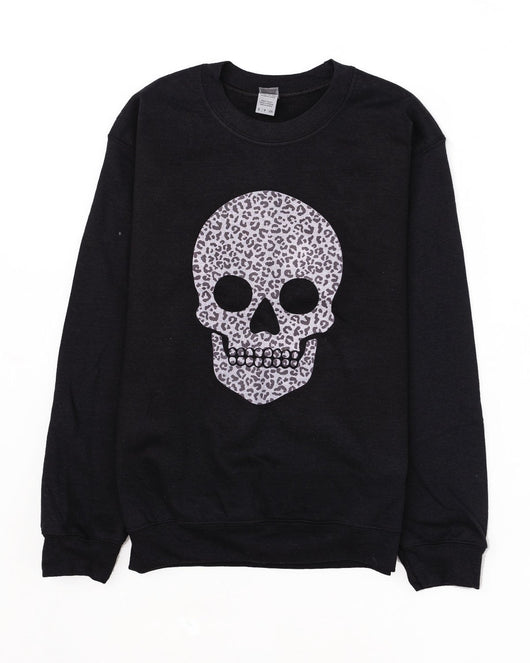 Animal Print Skull Black Graphic Sweatshirt