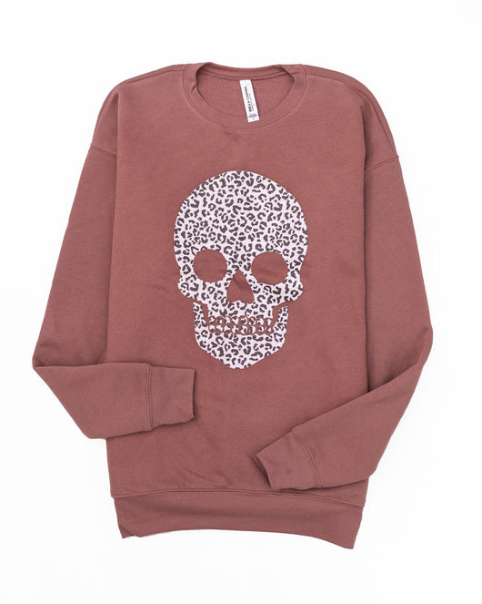 Animal Print Skull Mauve Graphic Sweatshirt