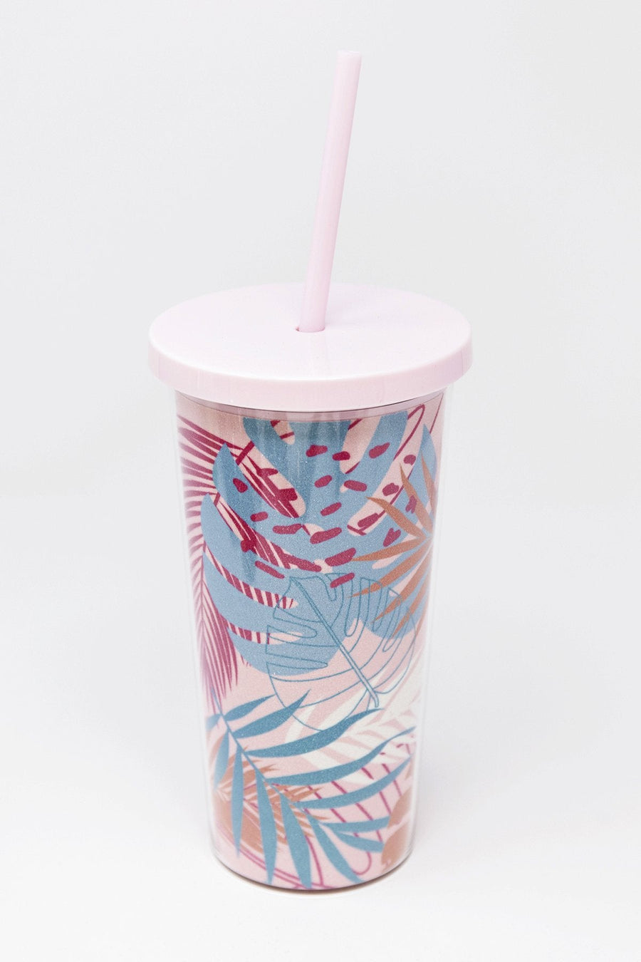 Poolside Diva Leaf Print Tumbler Cup 24oz