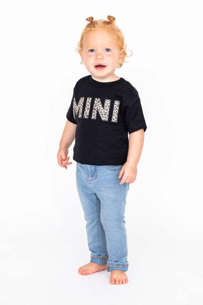 Mini Animal Print Baby Tee Black
