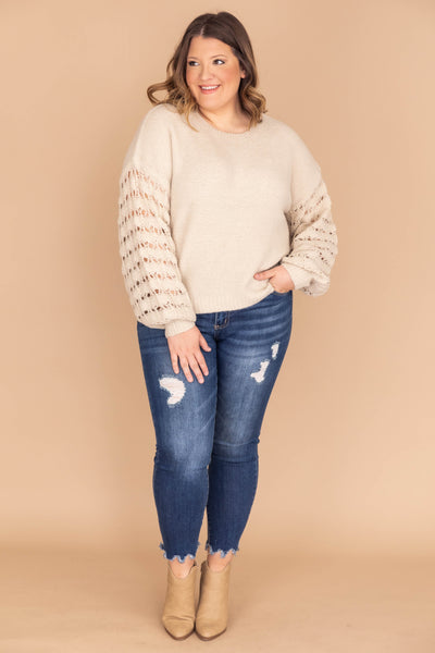 She's The Center Of Attention Oatmeal Sweater
