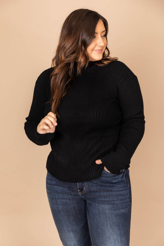 Picture This Black Mock Neck Sweater FINAL SALE
