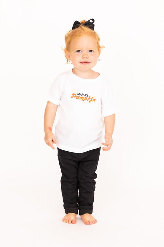 Mama's Pumpkin Orange Toddler White Graphic Tee