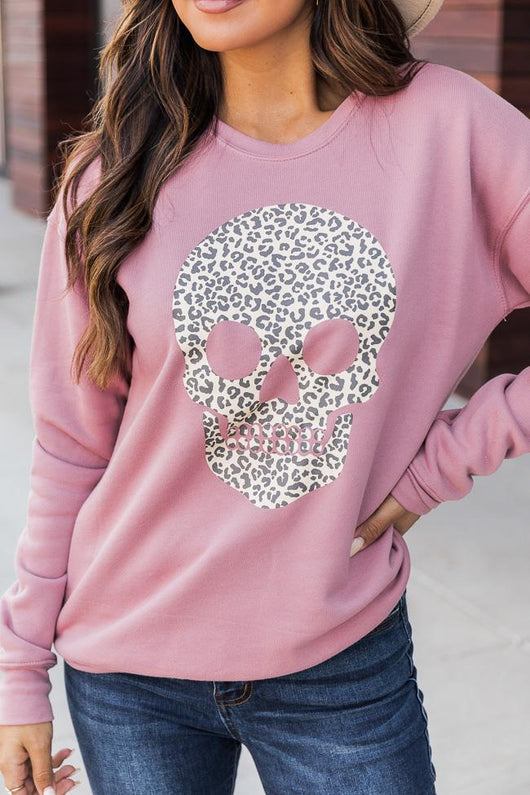 Animal Print Skull Mauve Graphic Sweatshirt