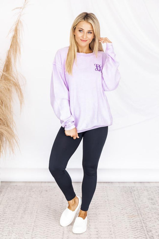 Single Initial Embroidered Corded Lilac Sweatshirt