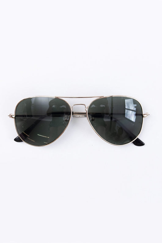 Catch A Flight Black/Gold Sunglasses