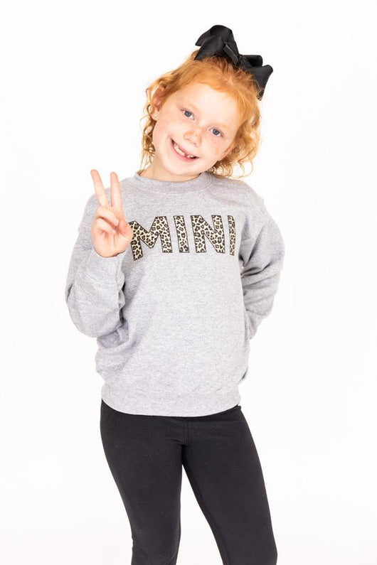 Mini Animal Print Kids Sweatshirt Grey