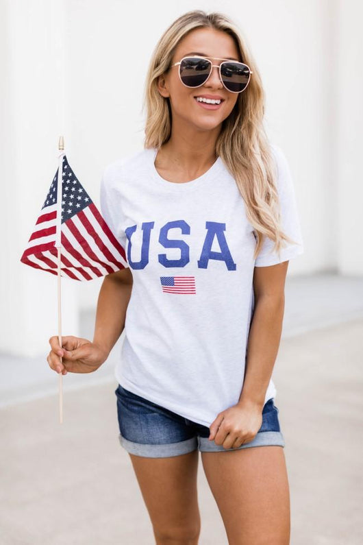 Athletic USA Flag Tee Ash