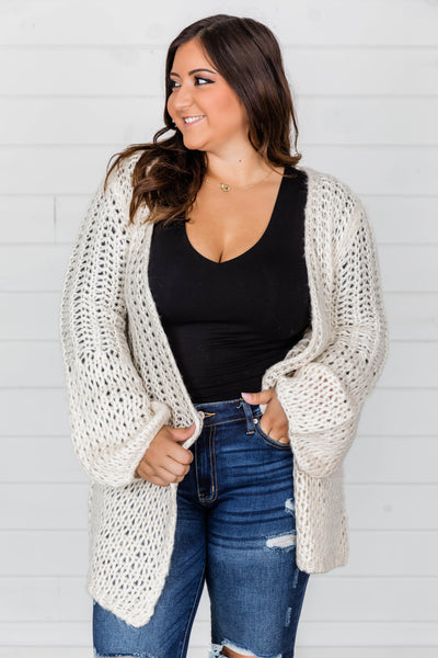 Freely Feeling Open Knit Cardigan Cream