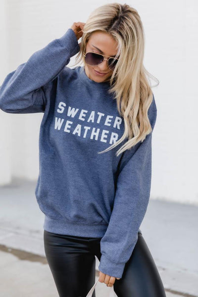 Sweater Weather Faded Navy Graphic Sweatshirt
