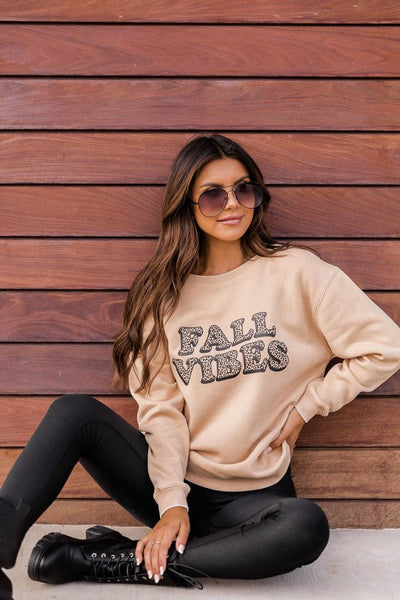 Fall Vibes Animal Print Gold Graphic Sweatshirt