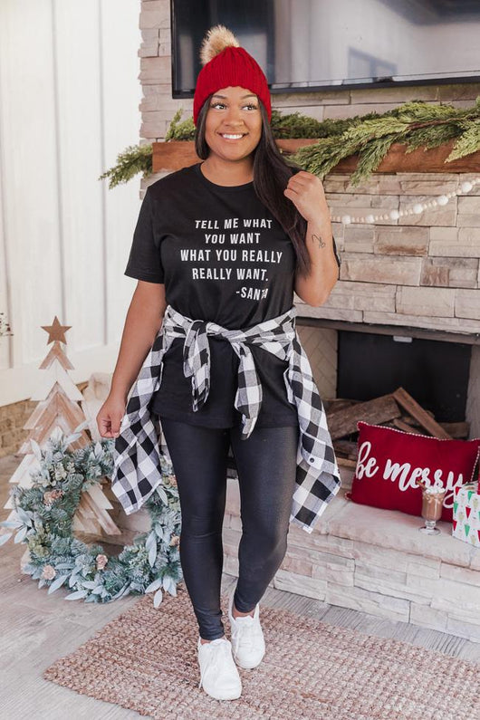 Tell Me What You Want Black Graphic Tee