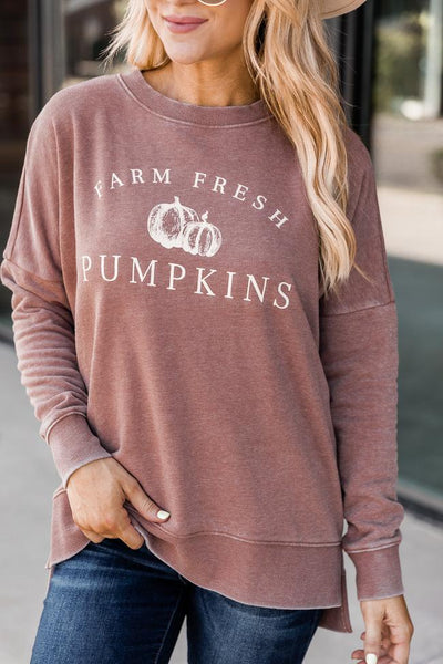 Farm Fresh Pumpkins Rust Graphic Sweatshirt